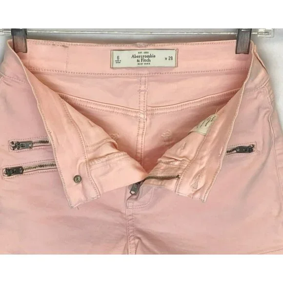 Abercrombie & Fitch womens shorts size 6 28 high waist Pink Blush Zipper Stretch - Picture 4 of 8